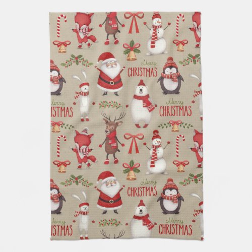 Merry Christmas Santa And Friends Towel