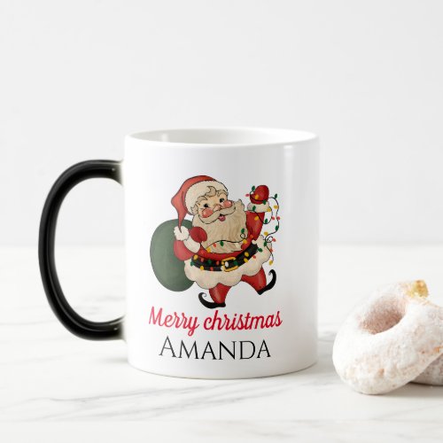 Merry christmas santa and gift  magic mug
