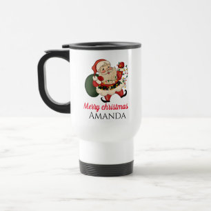 Merry christmas santa and gift travel mug