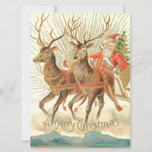 Merry Christmas (Santa and his Reindeer) Card