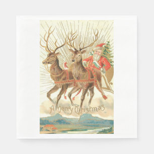 Merry Christmas (Santa and his Reindeer) Napkins