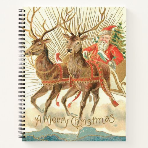Merry Christmas Santa and his Reindeer Notebook