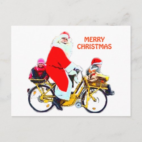 Merry Christmas Santa and Kids Holiday Postcard