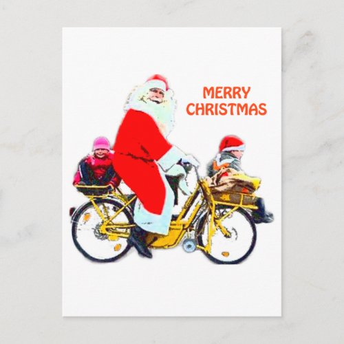 Merry Christmas Santa and Kids Holiday Postcard