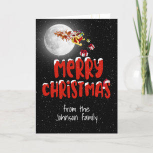 Merry Christmas Santa and Moon Holiday Card