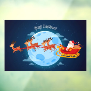 Merry Christmas Santa and Sleigh Window Cling