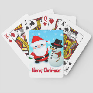 Merry Christmas, Santa and Snowman Poker Cards