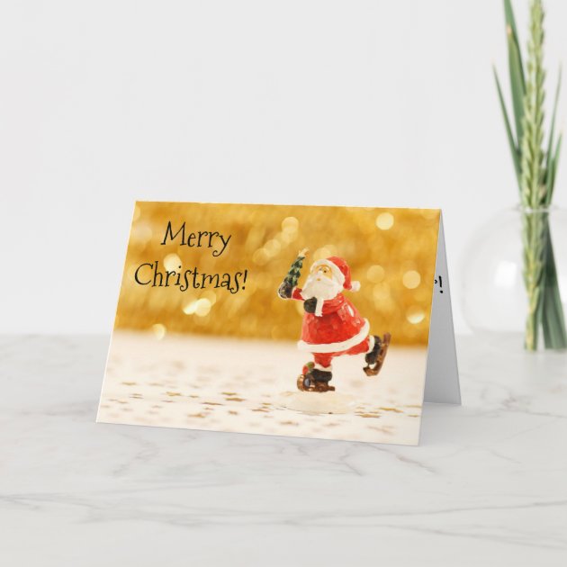 Merry Christmas Santa And Tree Greeting Card