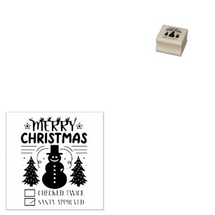 Merry Christmas Santa approved Christmas Rubber Stamp