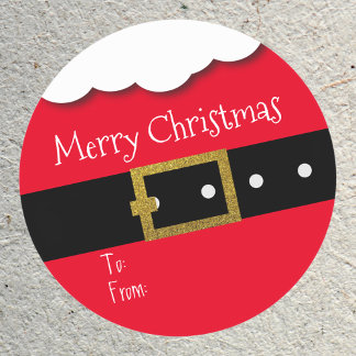 Merry Christmas Santa Belt Gift tag Personalized
