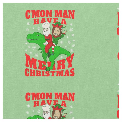 merry christmas santa biden kamala harris dinosaur fabric