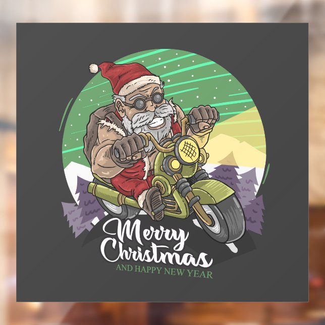 Merry Christmas Santa Biker Window Cling (Sheet 2)