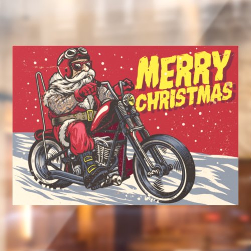 Merry Christmas Santa Biker Window Cling