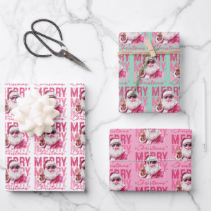 Merry Christmas Santa Blowing Bubble Gum Gift Wrap