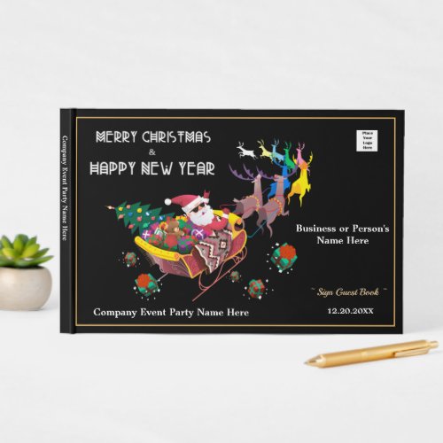 Merry Christmas Santa Businesses Logo Personalize  Guest Book