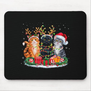 Merry Christmas Santa Cat Light Gorgeous Reindeer  Mouse Pad
