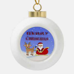 Merry Christmas Santa Ceramic Ball Ornaments