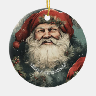 Merry Christmas Santa Ceramic Ornament