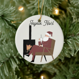 Merry Christmas Santa Ceramic Ornament