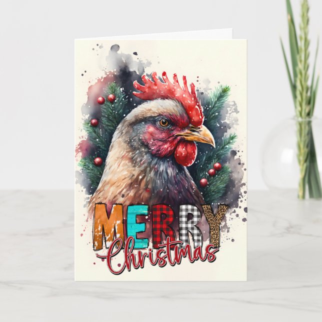 Merry Christmas Santa Chicken Card (Front)
