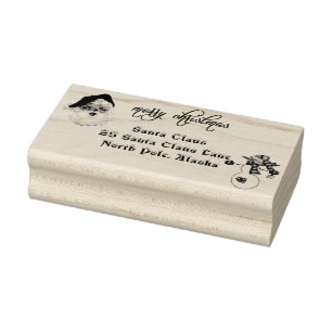 Merry Christmas Santa Claus Address North Pole Rubber Stamp