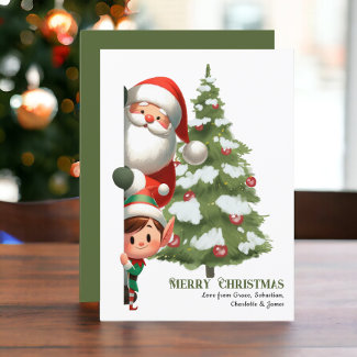 Merry Christmas Santa Claus and Elf Personalized