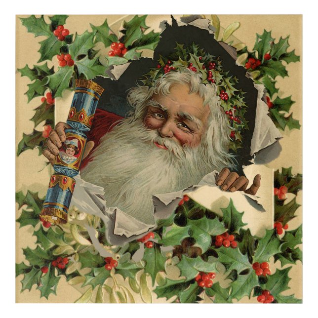 Merry Christmas Santa Claus Antique classic Acrylic Print (Front)
