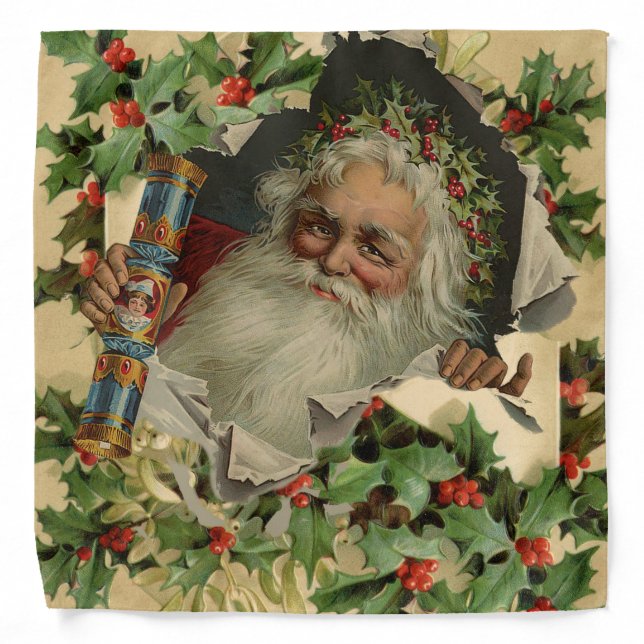 Merry Christmas Santa Claus Antique classic Bandana (Front)
