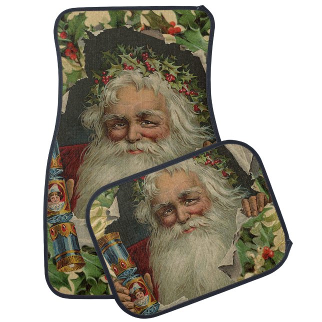 Merry Christmas Santa Claus Antique classic Car Floor Mat (Set)