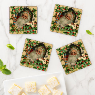Merry Christmas Santa Claus Antique classic Coaster Set
