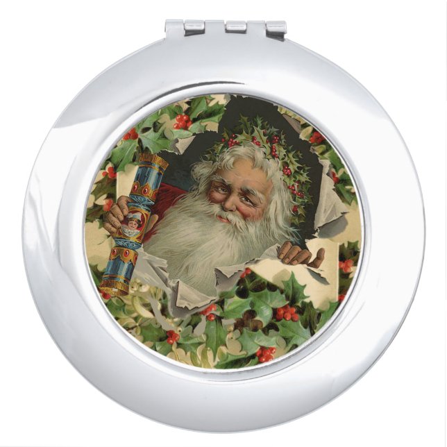 Merry Christmas Santa Claus Antique classic Compact Mirror (Front)