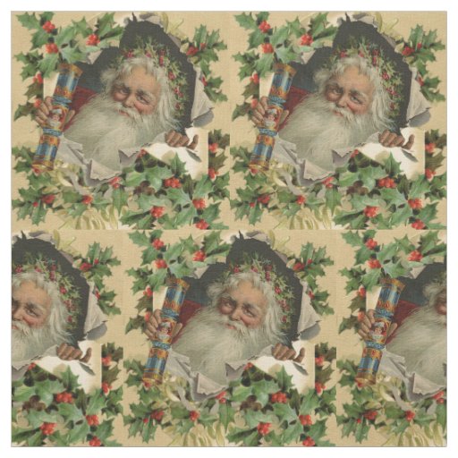 Merry Christmas Santa Claus Antique classic Fabric