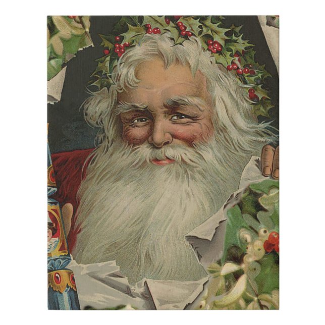 Merry Christmas Santa Claus Antique classic Faux Canvas Print (Front)
