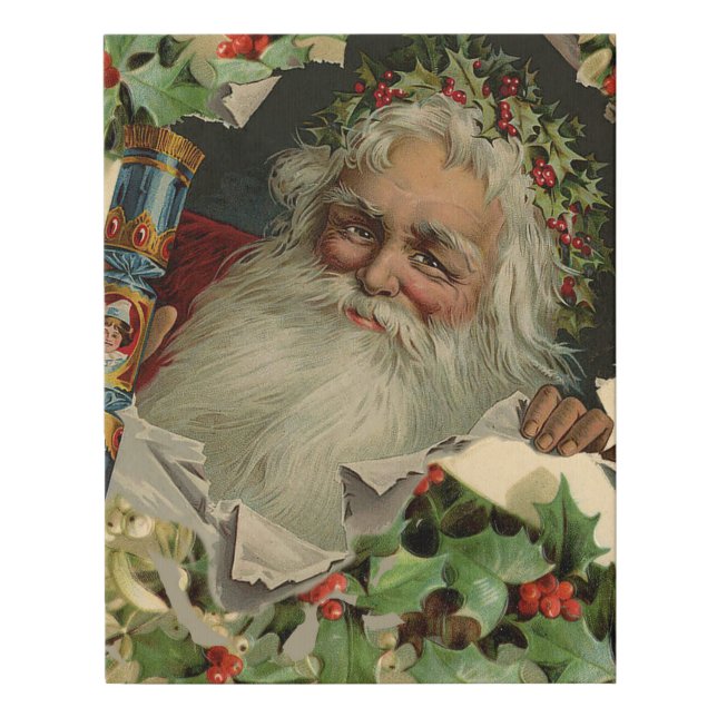 Merry Christmas Santa Claus Antique classic Faux Canvas Print (Front)