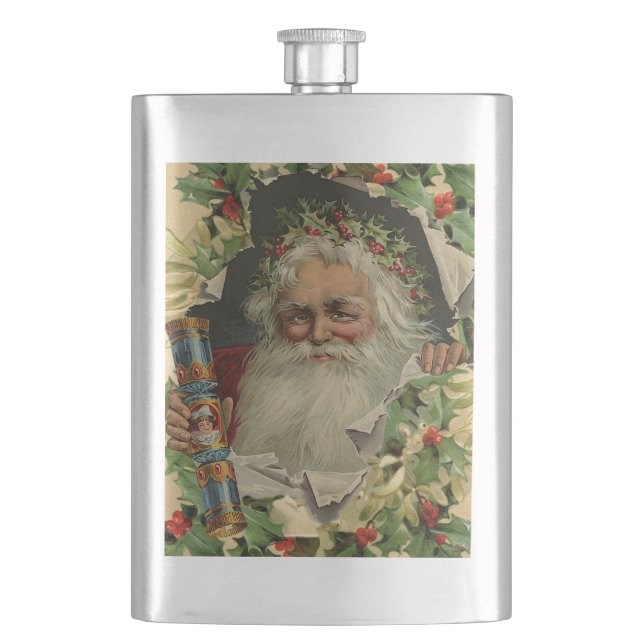 Merry Christmas Santa Claus Antique classic Flask (Front)