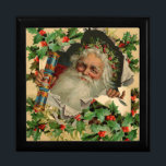 Merry Christmas Santa Claus Antique classic Gift Box<br><div class="desc">A classic vintage Santa Claus and Holly Christmas card with Santa popping out of the card. This Christmas illustration is based on an old fashioned Christmas card from the 1800s Victorian era,  with a classic santa smiling at us.</div>
