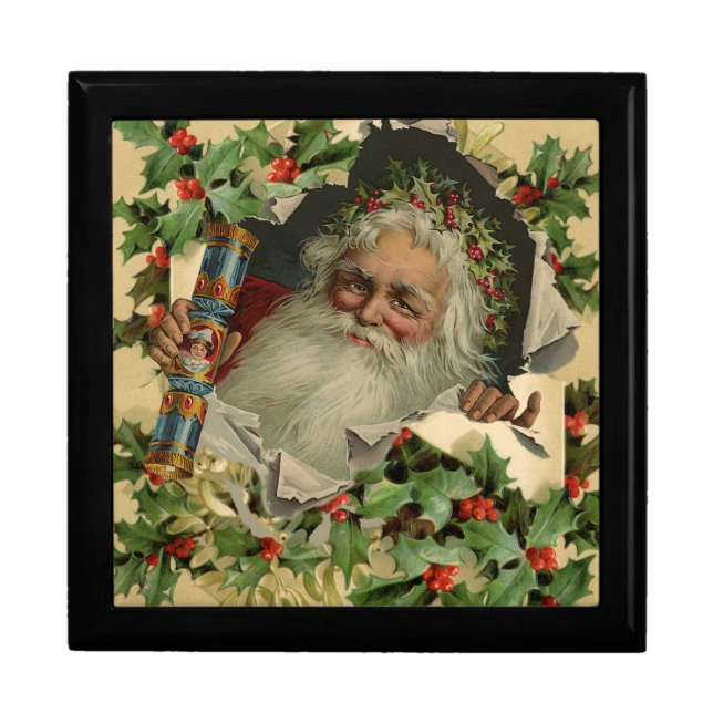 Merry Christmas Santa Claus Antique classic Gift Box (Front)