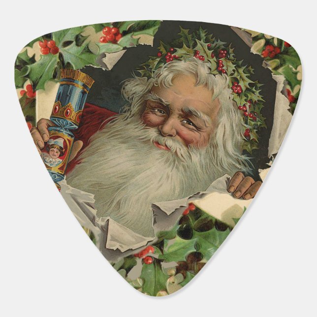 Merry Christmas Santa Claus Antique classic Guitar Pick (Back)