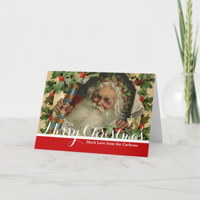 Merry Christmas Santa Claus Antique classic Holiday Card (Front)