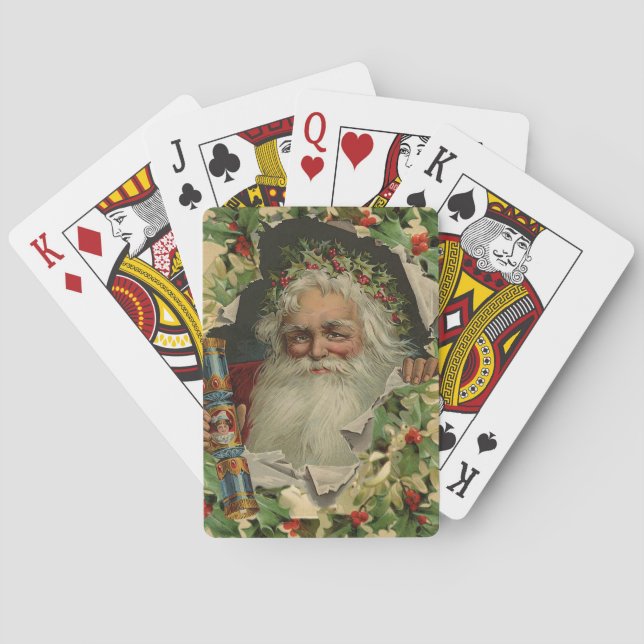 Merry Christmas Santa Claus Antique classic Poker Cards (Back)