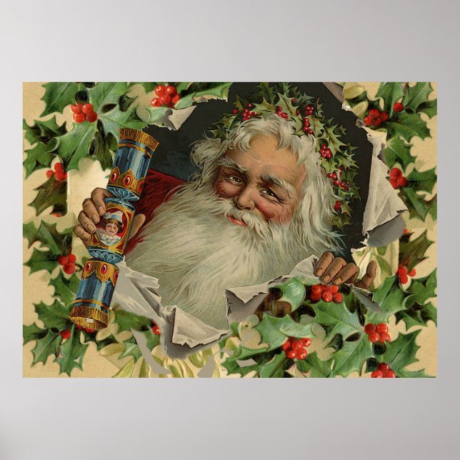 Merry Christmas Santa Claus Antique classic Poster (Front)
