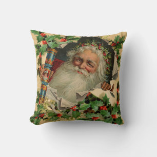 Merry Christmas Santa Claus Antique classic Throw Pillow