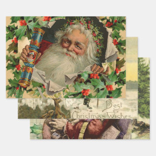 Merry Christmas Santa Claus Antique classic Wrapping Paper Sheets