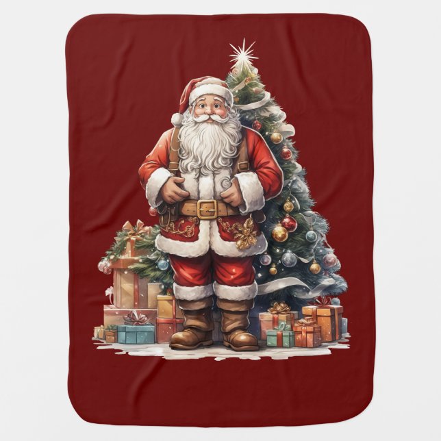 Merry Christmas Santa Claus Baby Blanket (Front)