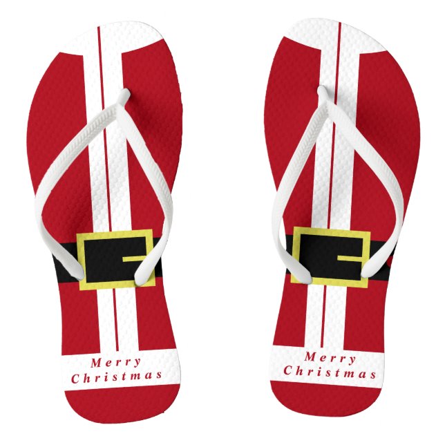 Merry Christmas - Santa Claus - Be Happy Flip Flops (Footbed)