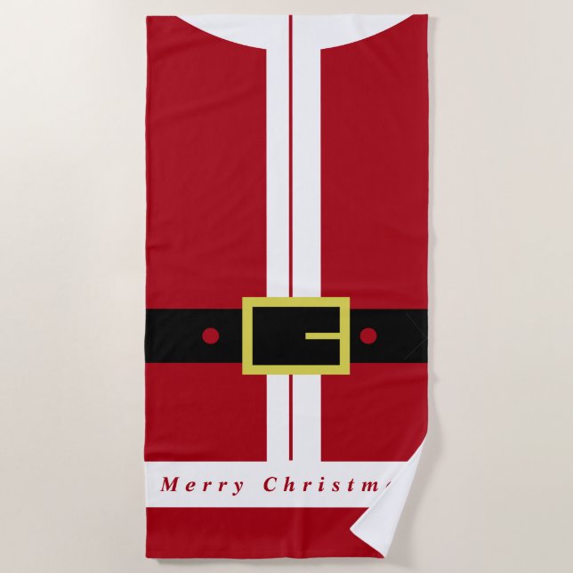 Merry Christmas - Santa Claus Beach Towel (Front)