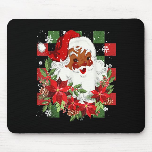 Merry Christmas Santa Claus Black Afro African Ame Mouse Pad (Front)