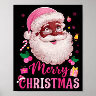 Merry Christmas Santa Claus Black Afro African Ame Poster