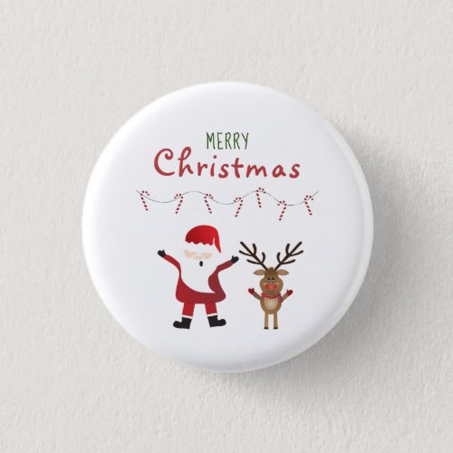 Merry Christmas Santa Claus Candy Canes Button