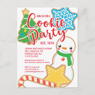 Merry Christmas Santa Claus Cookie Exchange Holiday Postcard